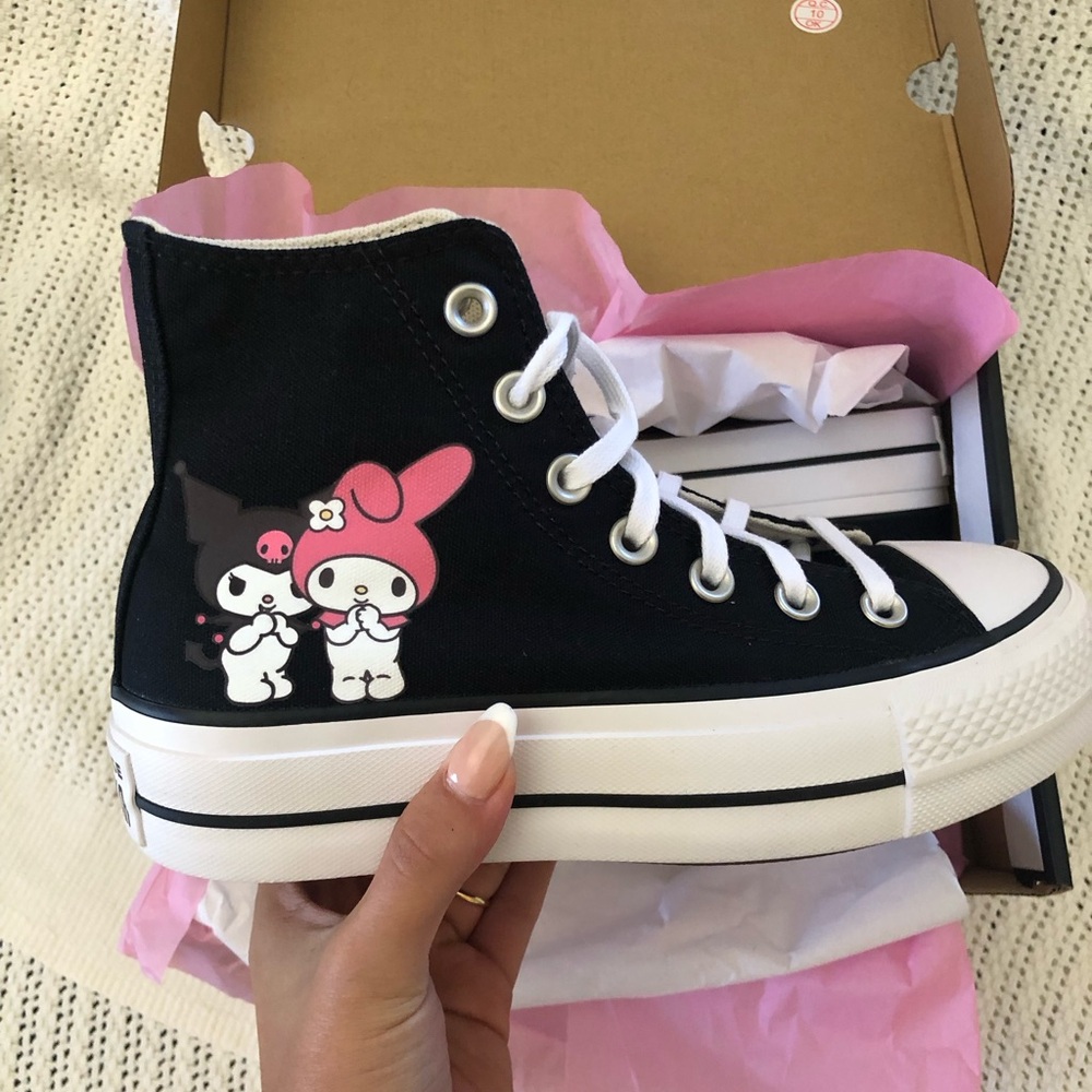 Black Platform Kuromi & My Melody Converse
